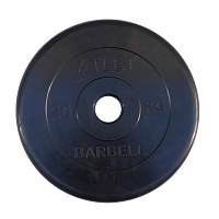 Диск обрезиненный MB Barbell Atlet черный 51 мм, 20 кг MB-AtletB51-20