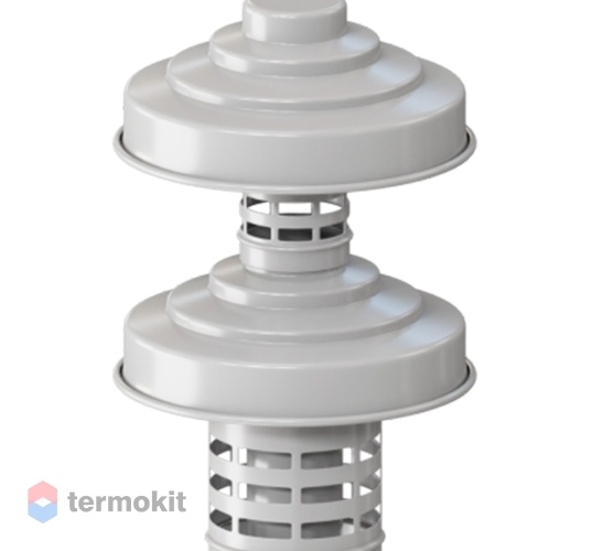Rommer Оголовок с ветрозащитой D 60/100 БЕЛЫЙ (Алюминий)