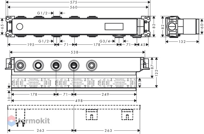 Скрытая часть Hansgrohe RainSelect для 3 потребителей 15311180