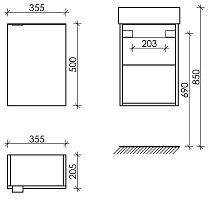 Тумба под раковину SANCOS Mini 35 подвесная, правая дуб галифакс натуральный MN35EGR УЦЕНЕННЫЙ
