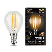 Лампа Gauss LED Filament Globe E14 5W 2700K 1/10/50