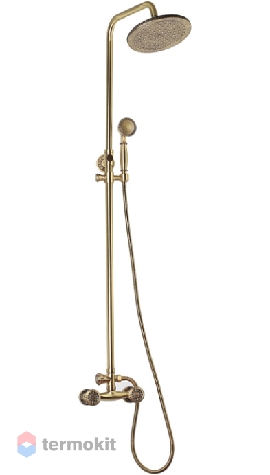 Душевая система со смесителем, верхним и ручным душем Bronze de Luxe, лейка круг, 10118R