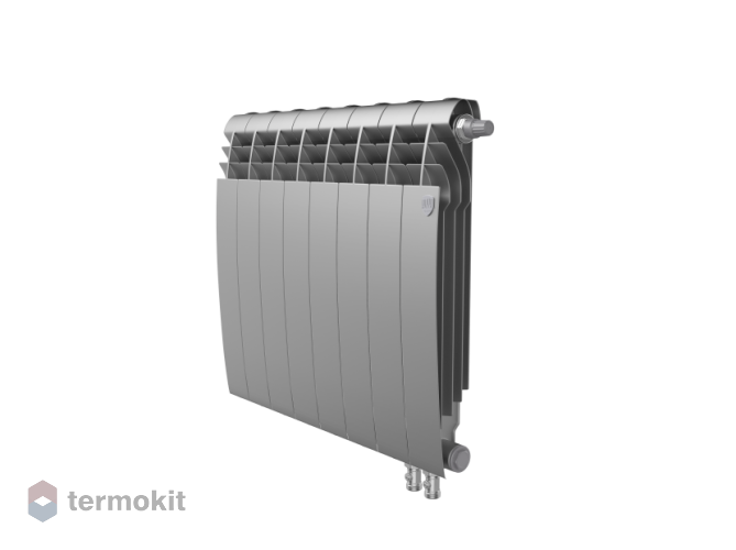 БиМеталлический радиатор Royal Thermo Biliner Silver Satin 500 VR \ 08 секций \ с нижним правым подключением