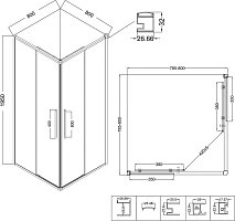 Душевой уголок Niagara Nova 1950x800x800 (шиншилла) хром NG-3622-34