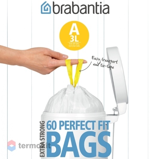 Мешки для мусора Brabantia PerfectFit размер А 3 л упаковка-диспенсер 60 шт 348983