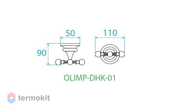 Крючок двойной Cezares OLIMP бронза/металл OLIMP-DHK-01