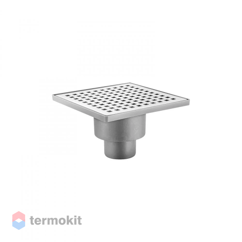 Трап BERGES водосток напольный Trend 150x150 нержавеющая сталь, хром глянец, D50 вертикальный 091004