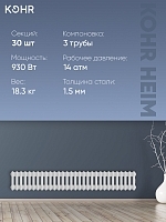 Стальной трубчатый радиатор Kohr Heim 3019/30 секций с боковым подключением 3/4