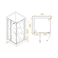 Душевой уголок RGW Passage PA-040B 1950x900x1000 (матовое стекло) черный 3508104090-24