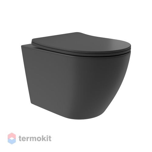 Унитаз подвесной Aqueduto OVO Plus с сиденьем микролифт черный матовый OVOT0240