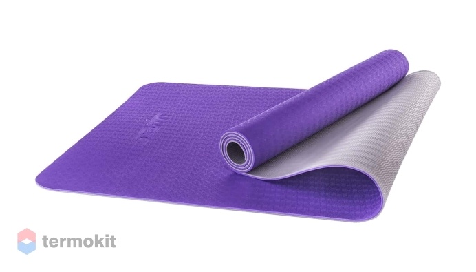 Коврик для йоги Starfit FM-201 TPE 173x61x0,5 см, фиолетовый/серый
