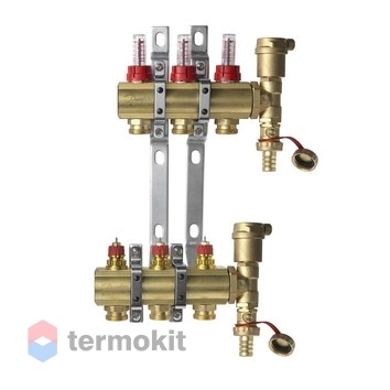 Комплект коллекторов Danfoss FHF-3F set из латуни, 3 контура