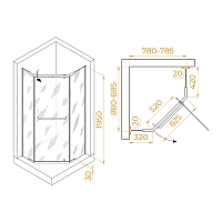 Душевой уголок RGW Passage PA-091 1950x800x900 хром 35089189-11