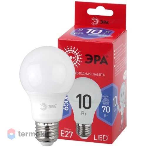 Лампа светодиодная ЭРА LED A60-10W-865-E27 R диод, груша, 10Вт, хол, E27