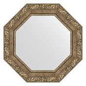 Зеркало с фацетом в багетной раме EVOFORM OCTAGON 55 виньетка античная латунь BY 3781