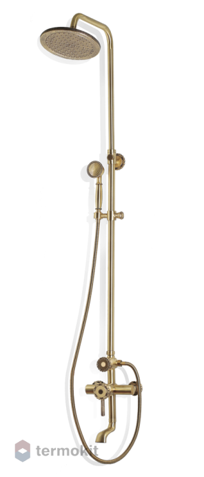 Душевая система со смесителем, верхним и ручным душем Bronze de Luxe короткий излив (10см), лейка круг, 10120R