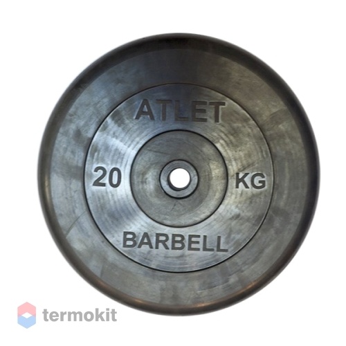Диск обрезиненный MB Barbell Atlet черный 31 мм, 20 кг MB-AtletB31-20