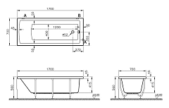 Акриловая ванна Vitra Neon 1700x700 52530001000