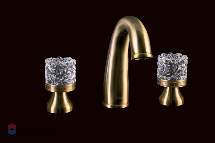 Смеситель для раковины Boheme Crystal на 3 отверстия бронза 317-CRST