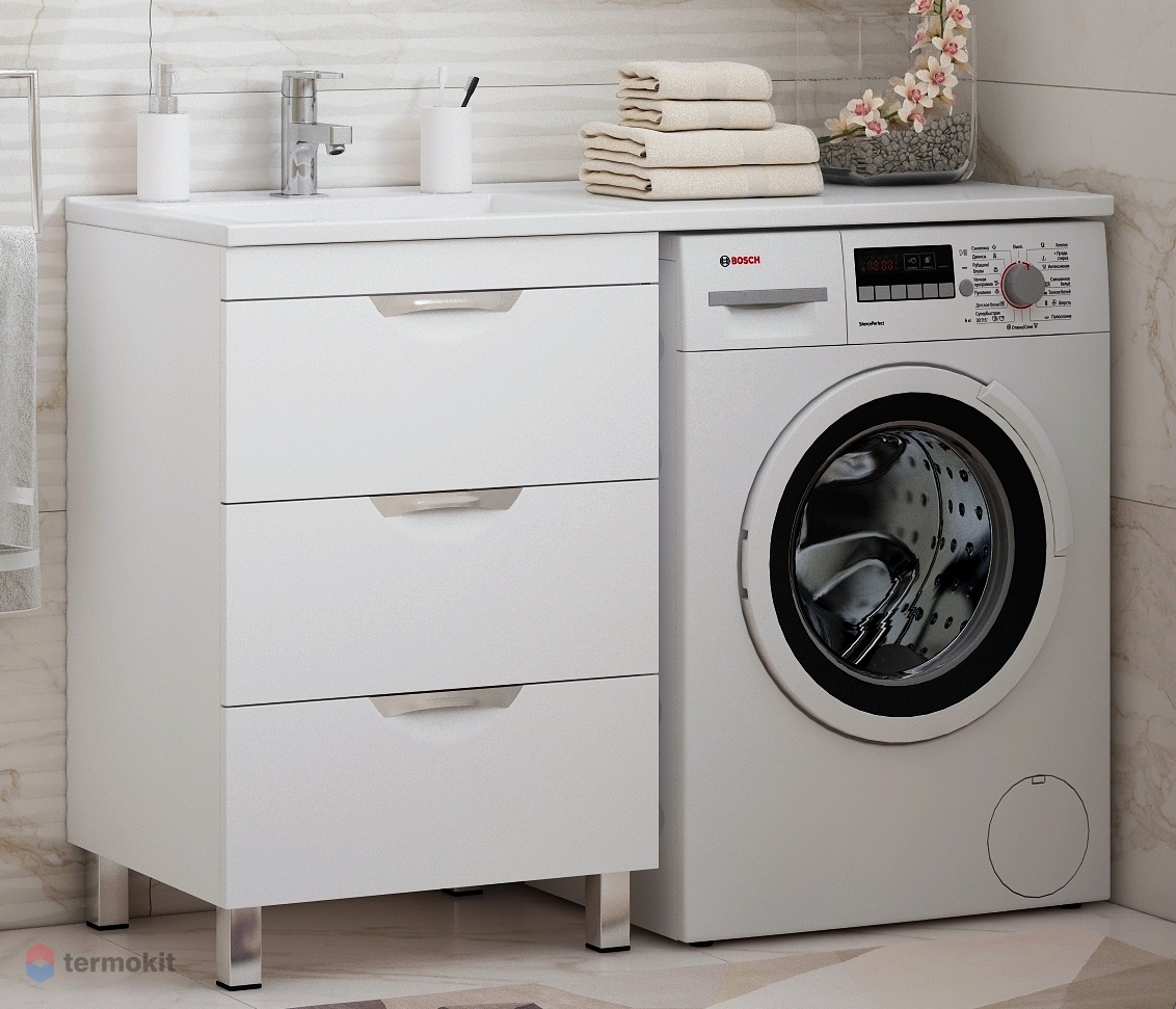 Тумба под раковину Corozo напольная Алиот 120 напольная белый глянец SD ...