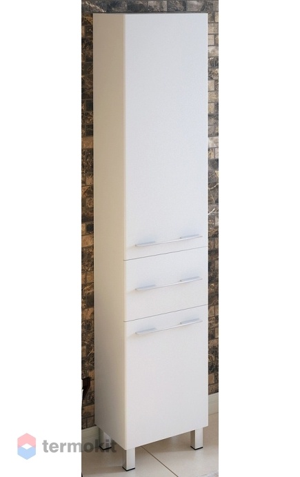 Шкаф-колонна Corozo Мирэль 40 с корзиной напольный белый глянец SD-00000400