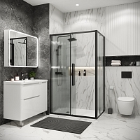 Душевой уголок Grossman Cosmo 1950x1100x1000 (стекло шиншилла) левый черный матовый 120.K33.02.1110.21.02