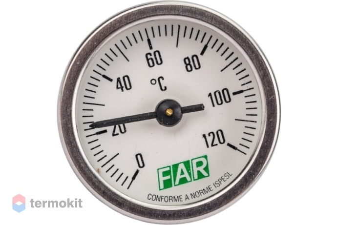 Far Термометр 0-120°C, зонд 36 мм, O 40 мм, торцевое соединение 3/8"