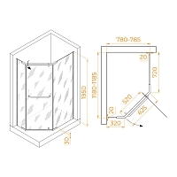 Душевой уголок RGW Passage PA-091B 1950x800x1200 черный 35089182-14