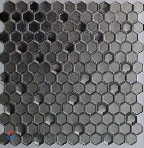 Мозаика Caramelle Mosaic Alchimia Argento Grani Hexagon (2,3x1,3) 30x30
