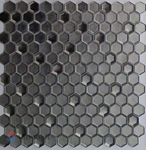 Мозаика Caramelle Mosaic Alchimia Argento Grani Hexagon (2,3x1,3) 30x30