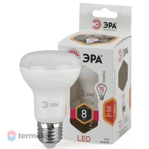 Лампа светодиодная ЭРА LED R63-8W-827-E27 диод, рефлектор, 8Вт, тепл, E27
