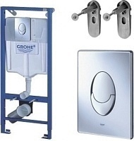Система инсталляции для унитаза GROHE Rapid SL с панелью смыва Skate Air, комплект 3-в-1 38721001