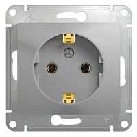 Электрическая розетка с/з 16А Schneider Electric Glossa Шнайдер Электрик Глосса Алюминий GSL000343