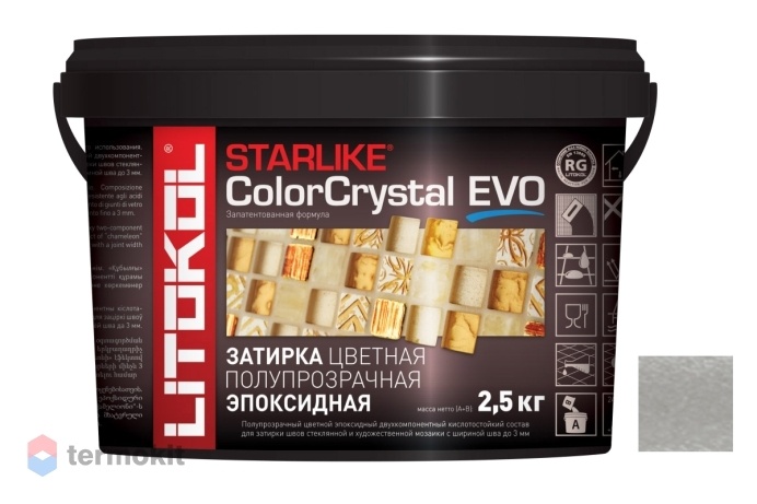 Затирка Litokol эпоксидная Starlike Color Crystal Evo S.800 Grigio Oslo 2,5кг