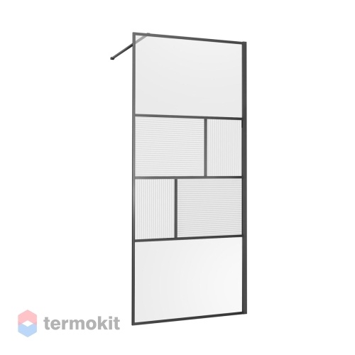 Душевая перегородка Vincea Walk-In 800х2000 (узорчатое стекло) вороненая сталь VSW-1HC800CFGM