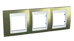 Рамка Schneider Electric Unica Хамелеон 3 поста горизонтальная золото/белая MGU66.006.804