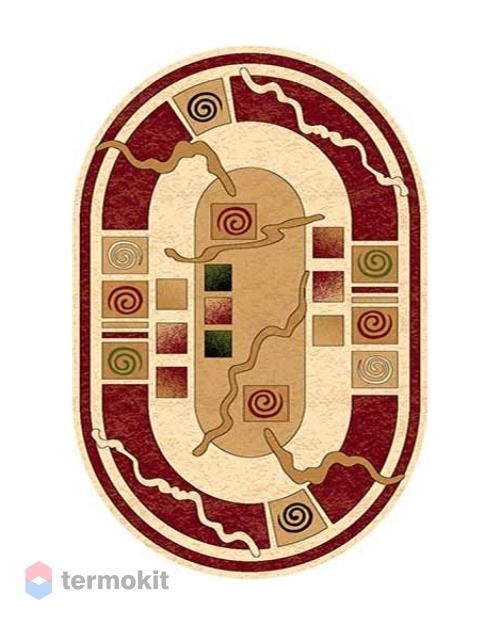 Ковёр Merinos Olympos 300x400 овальный кремовый/красный d077