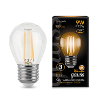 Лампа светодиодная Gauss LED Filament Globe E27 9W 2700K 1/10/50
