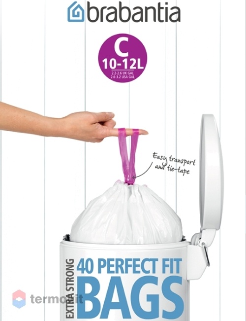 Мешки для мусора Brabantia PerfectFit размер С 10-12 л упаковка-диспенсер 40 шт 361982