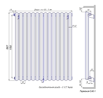 Стальной трубчатый радиатор КЗТО Гармония С40-1 1750 / 05 секций с боковым подключением