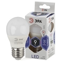 Лампа светодиодная ЭРА LED P45-9W-860-E27 диод, шар, 9Вт, хол, E27, 10 шт