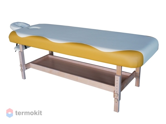 Массажный стол DFC NIRVANA SUPERIOR стационарный, дерев. ножки, 1 секция, цвет беж.с желт. TS100