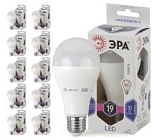 Лампа светодиодная ЭРА LED A65-19W-860-E27 диод, груша, 19Вт, хол, E27, 10 шт