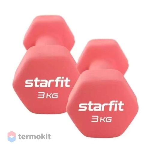 Гантель неопреновая Starfit DB-201 3 кг, коралловый 2 шт