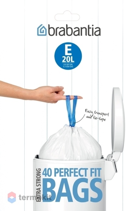 Мешки для мусора Brabantia PerfectFit размер E 20 л упаковка-диспенсер 40 шт 362002