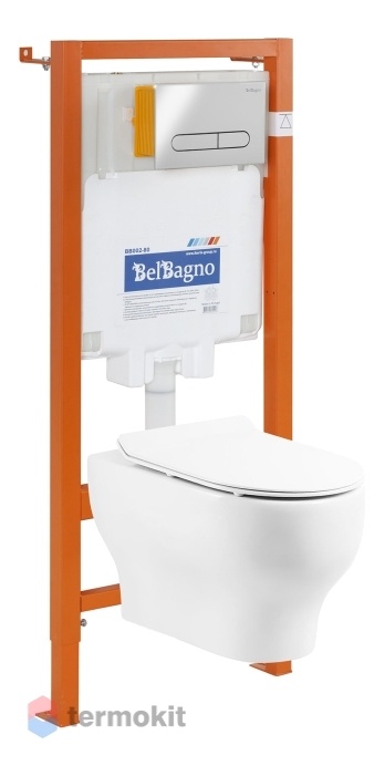 Система инсталляции BelBagno SЕТ LUCIE с подвесным унитазом,сиденьем и клавишей хром глянец