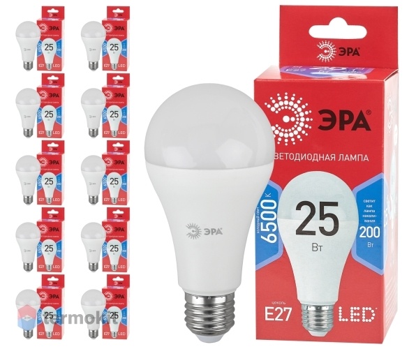 Лампа светодиодная ЭРА LED A65-25W-865-E27 R, 10 шт