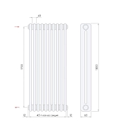 Стальной трубчатый радиатор Arbonia 2180/10 секций с боковым подключением 3/4 цвет TF (стиль Hi Tech)