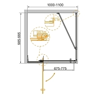 Душевой уголок Cezares Slider 1950x1000x1000 (серое стекло) оружейная сталь SLIDER-AH-1-100-100/110-GRIGIO-GM