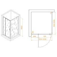 Душевой уголок RGW Passage PA-078B (PA-008B + Z-050-2B) 1950x900x1000 черный 350807890-14